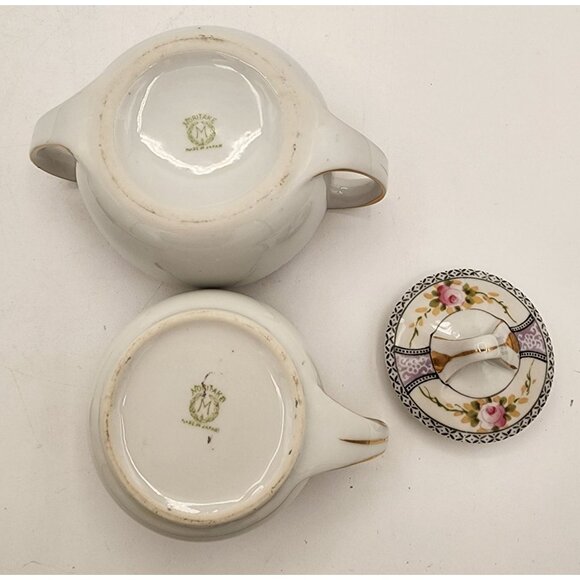 Vintage Hand-Painted Noritake Porcelain Creamer & Sugar Bowl Set Art Deco Style - Picture 9 of 14